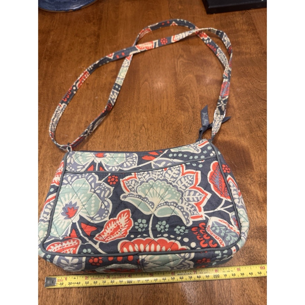 Vera Bradley Little Hipster Nomadic Floral Grey Cross body Purse Green Red White